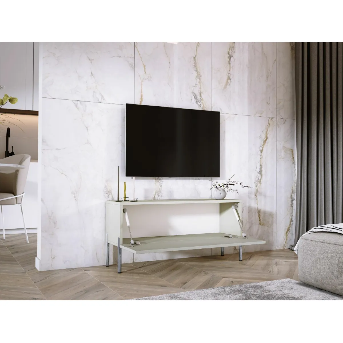 3xeliving Meuble TV Cachemire avec Pieds en Chrome