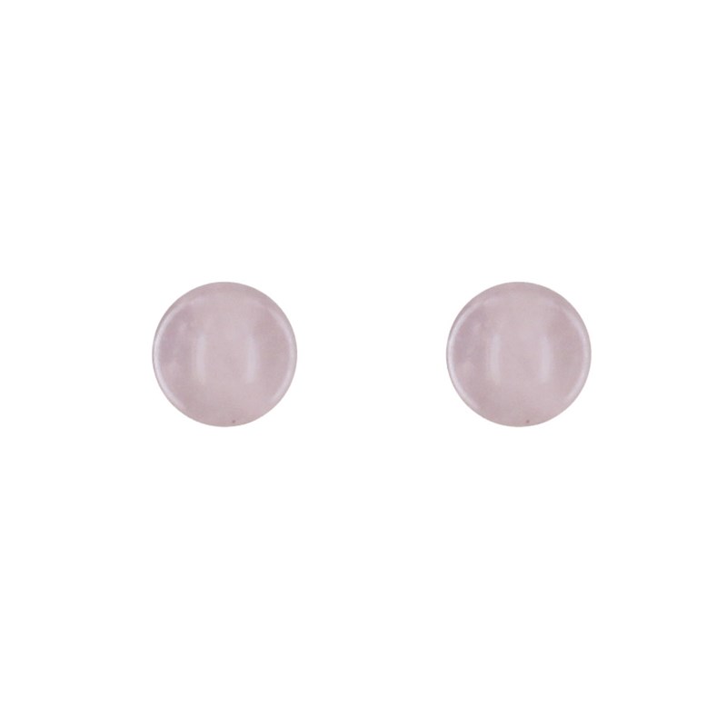 Boucles d'Oreilles Clou Argent Rhodié et Perles de Quartz Rose 6 mm