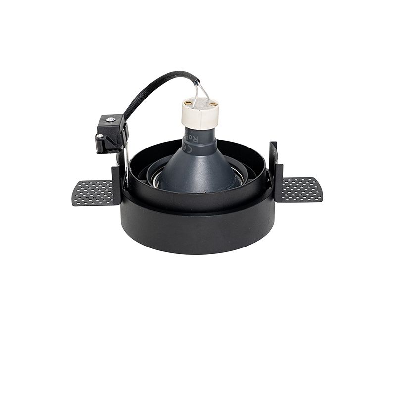Set van 6 Moderne inbouwspot zwart GU10 AR70 rond trimless - Oneon