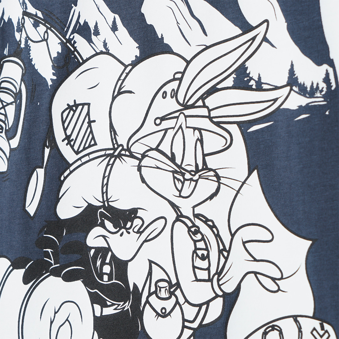 Yigga Looney Tunes T-Shirt mit großem Print dunkelblau