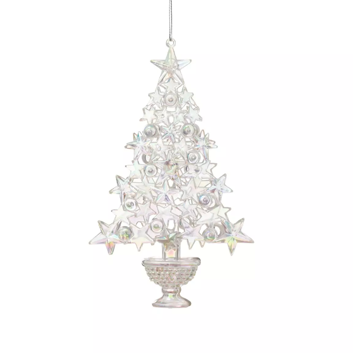 Sapin de Noël à suspendre (H16 cm) Irisé Blanc