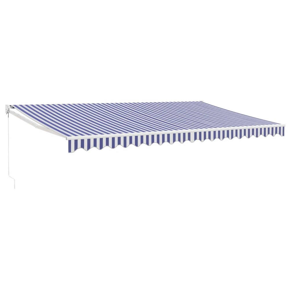 Auvent rétractable bleu et blanc 5x3 m tissu et aluminium