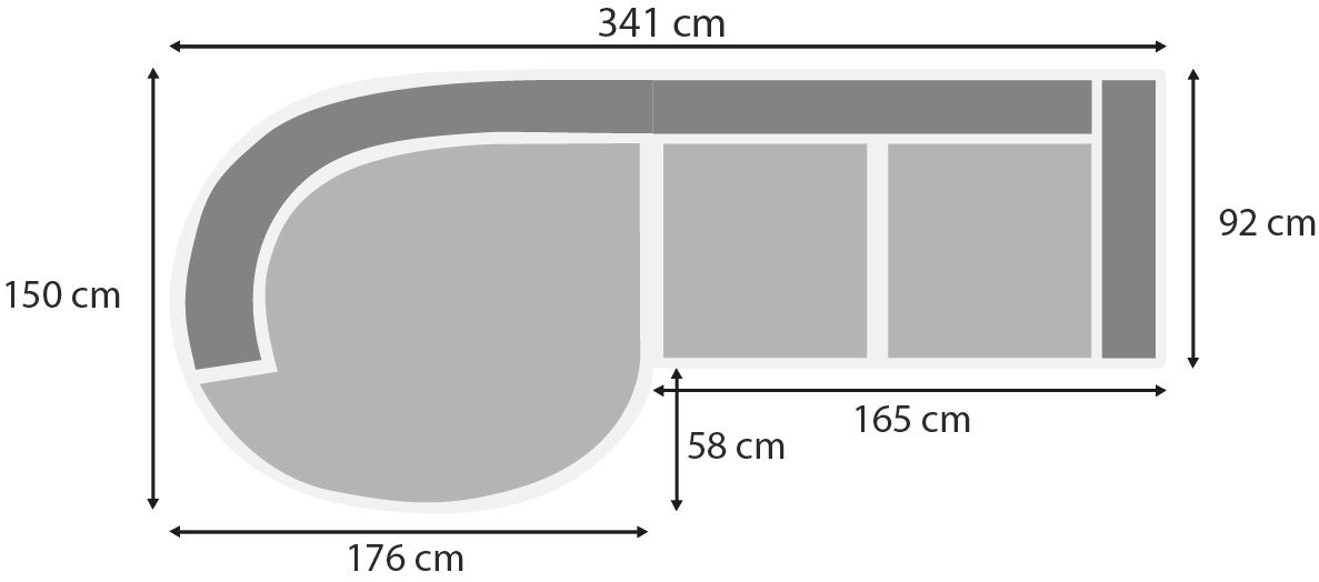 Loungebank stof Tiffany 05 Dordoni B295 x D140 x H92 cm