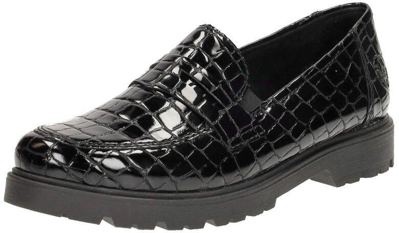 Rieker Mocassin zwart croco lak