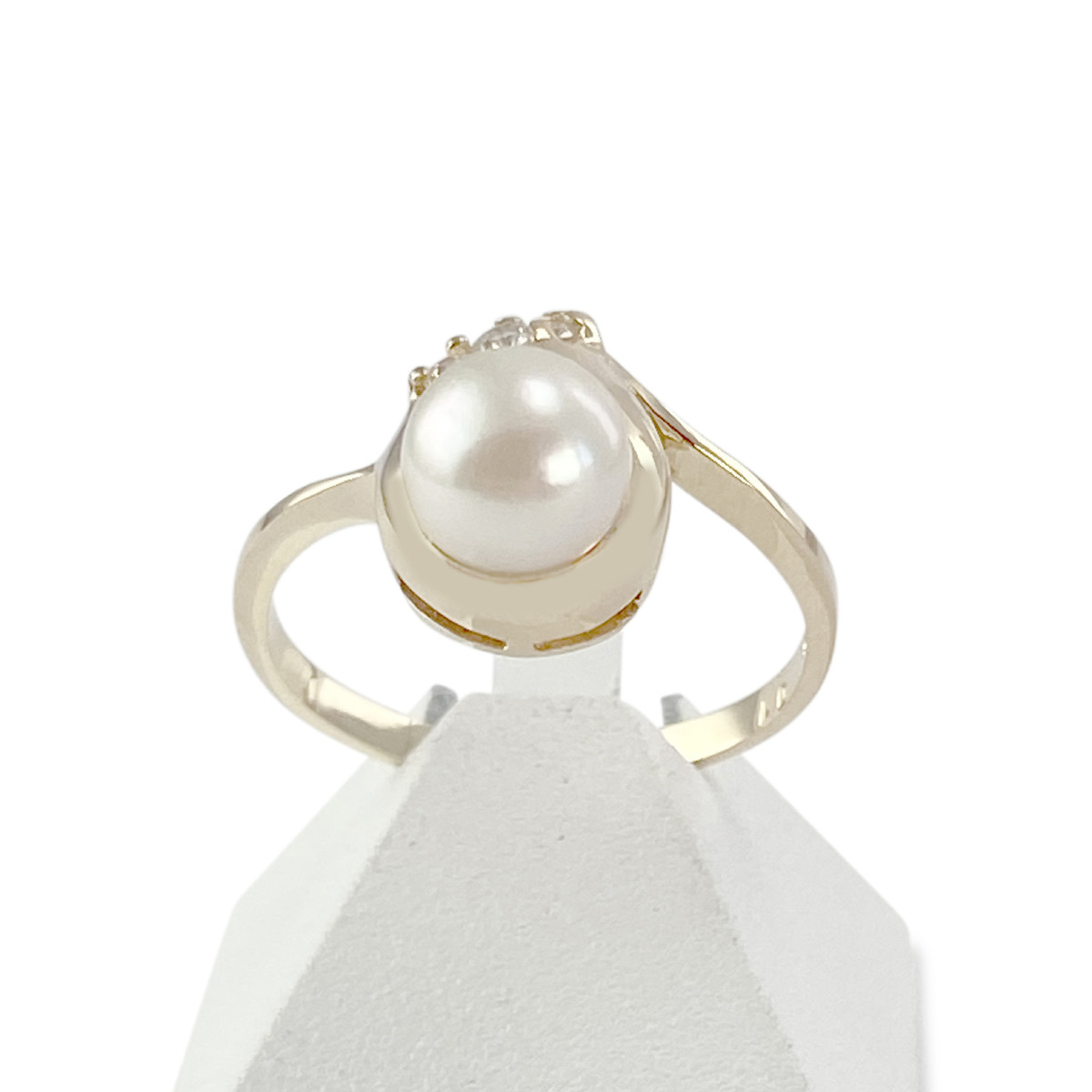 Bague d'occasion or 750 jaune diamants perle de culture