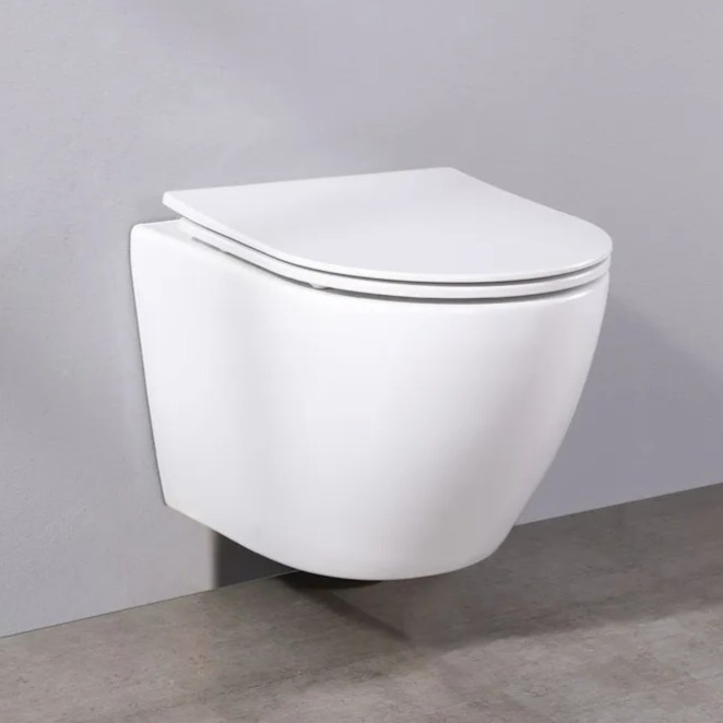 Geberit UP320 met Plieger frame toiletset met Saniclear Itsie randloos toilet wit glans en softclose zitting