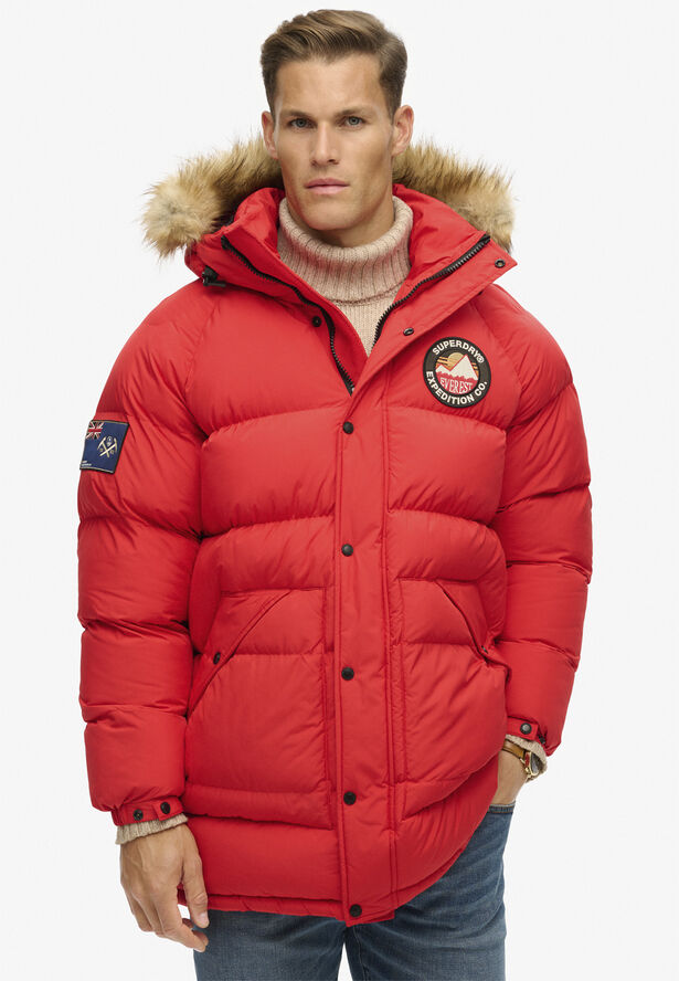 Superdry EVEREST LONGLINE BAFFLED PARKA Heritage red