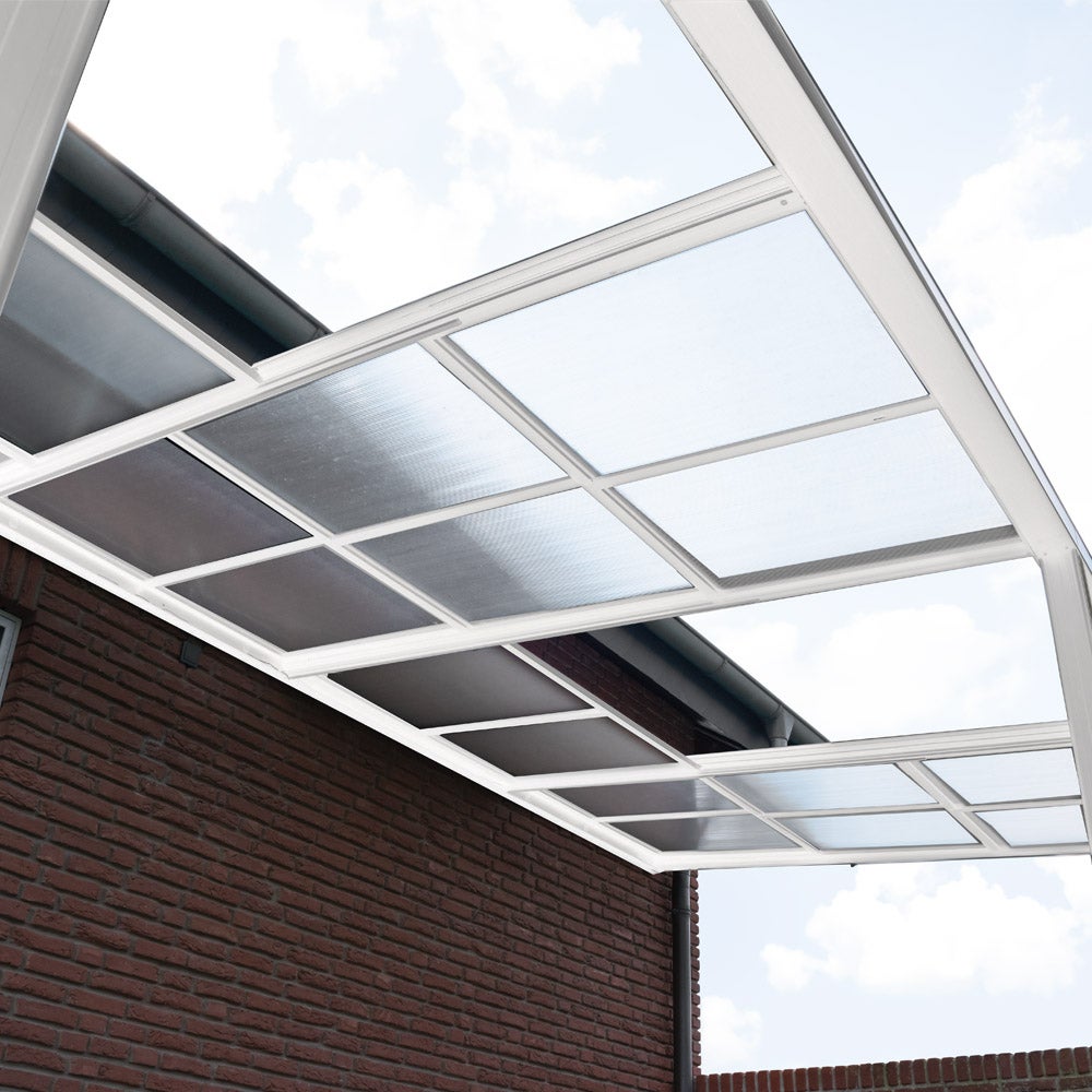 Home Deluxe - SOLIS DELUXE Terrasoverkapping - Wit, 290 x 295 x 233 / 272 cm - incl. schuifdakfunctie - incl. dubbelwandige polycarbonaatplaten, bevestigingsmateriaal | Pergola Cover Terrasoverkapping