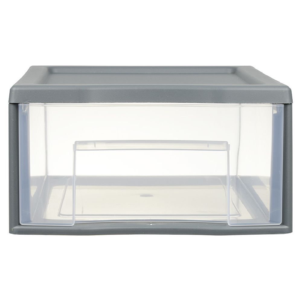 Tour de rangement 1 tiroir format A4 transparent et gris