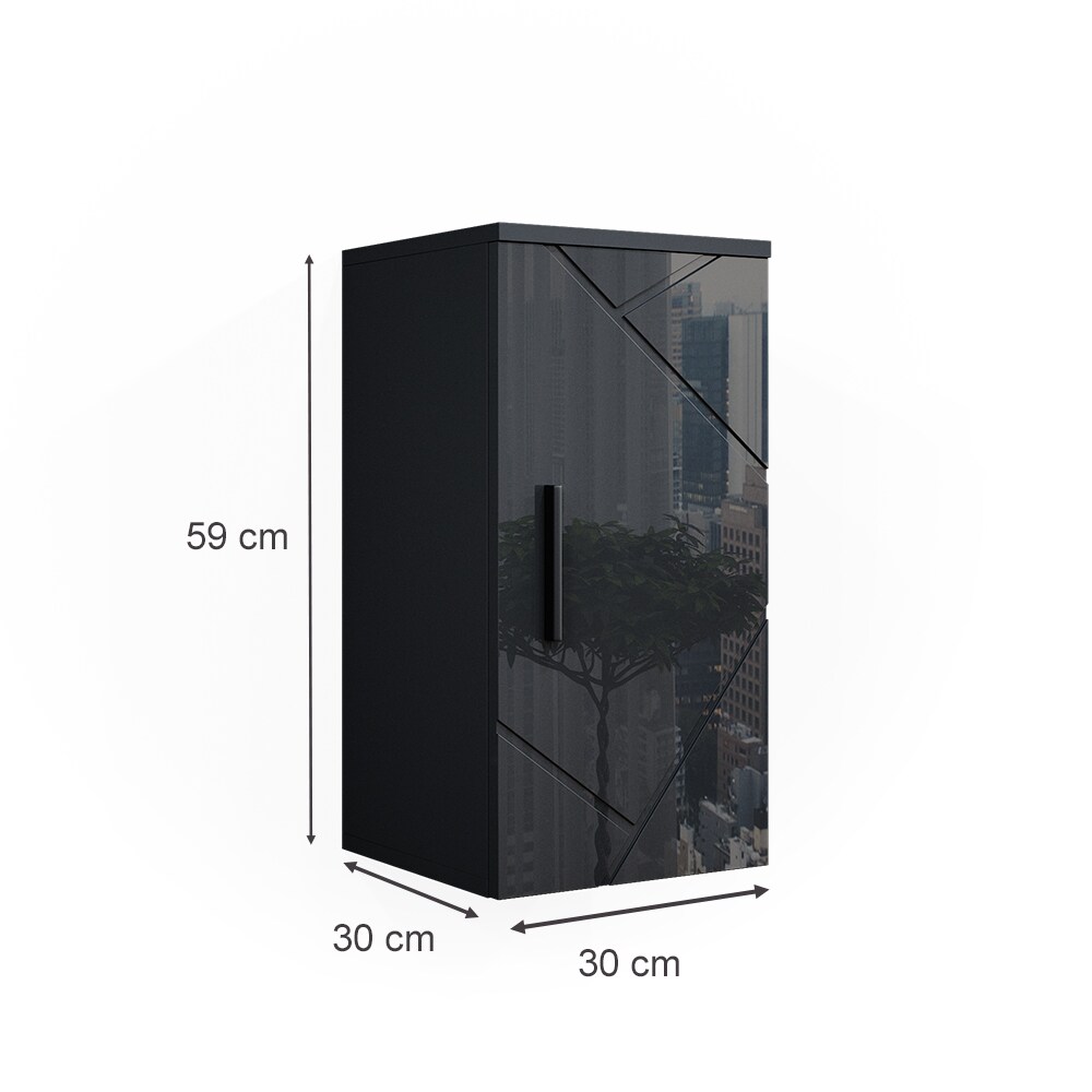 Vicco Hängeschrank Badschrank Badezimmermöbel Irma Anthrazit Hochglanz modern 30x59 cm Badezimmer Schrank Badmöbel Schranktür Schrankfach Einlegeboden Ablagefach Aufbewahrung