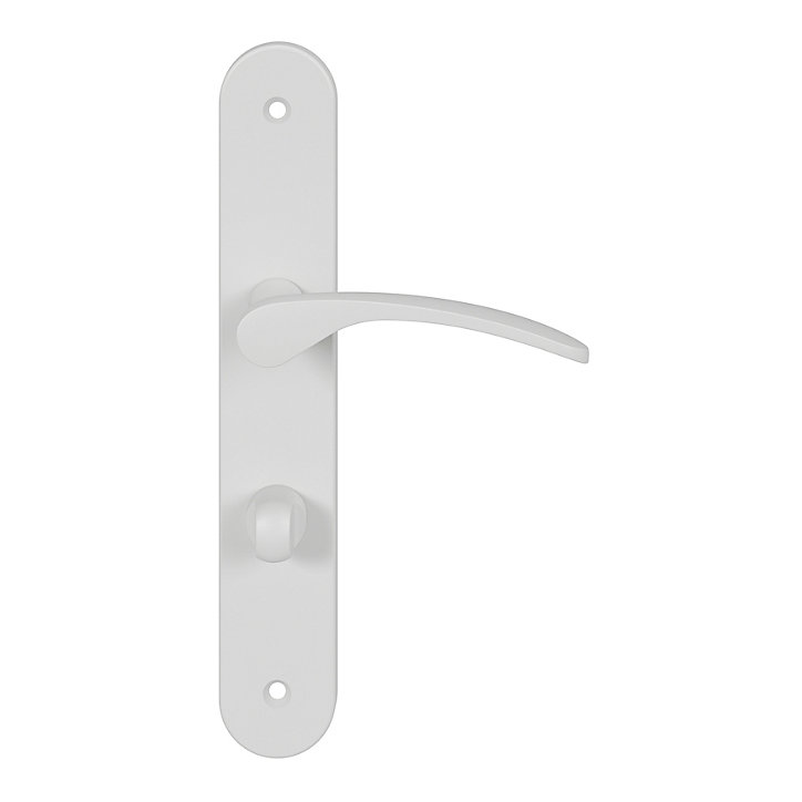 Ensemble poignée sur plaque rond à condamnation GoodHome Beare mat blanc L.110.5mm x l.40mm entraxe 195mm