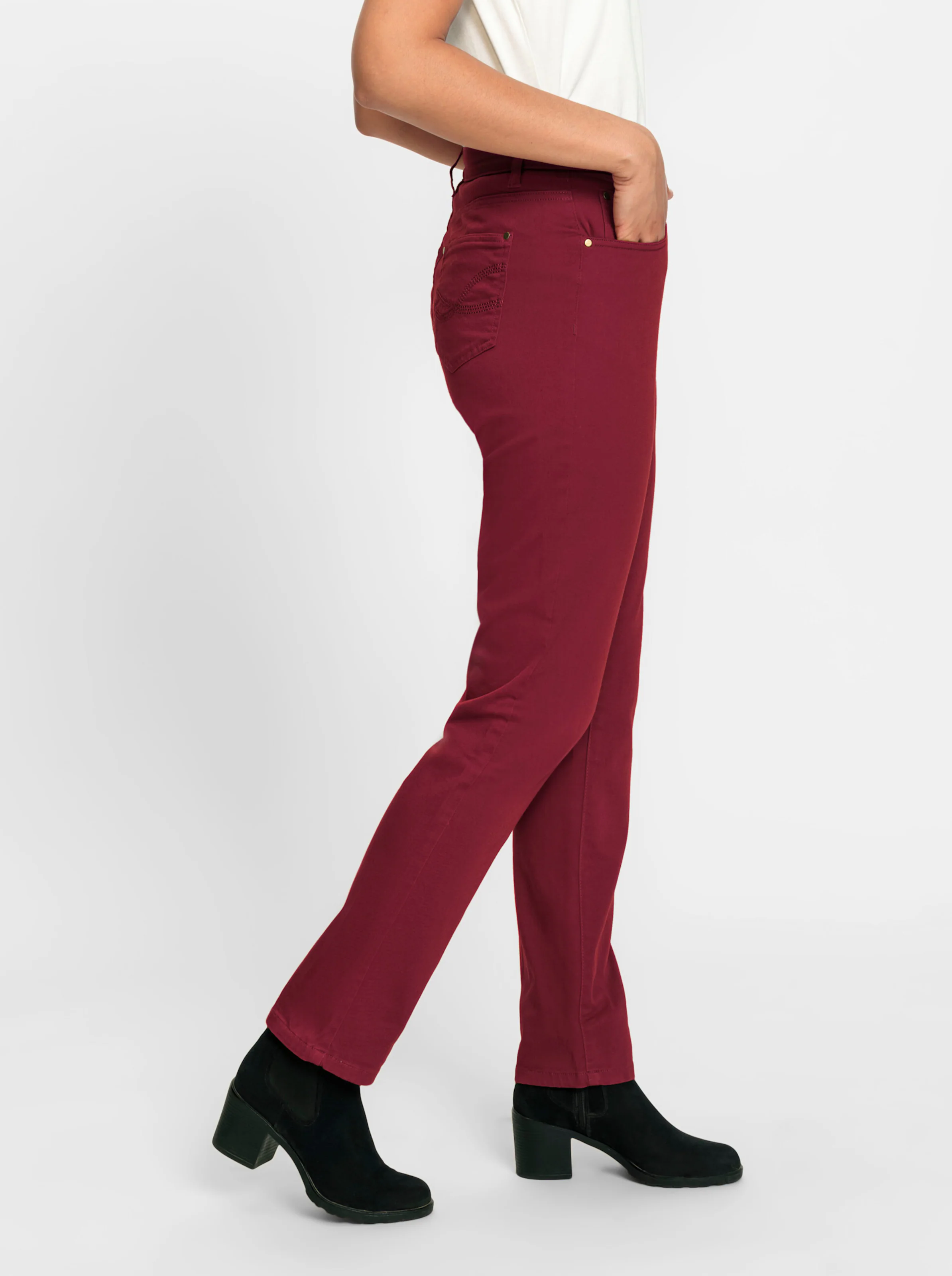 5-Pocket-Jeans in dunkelrot