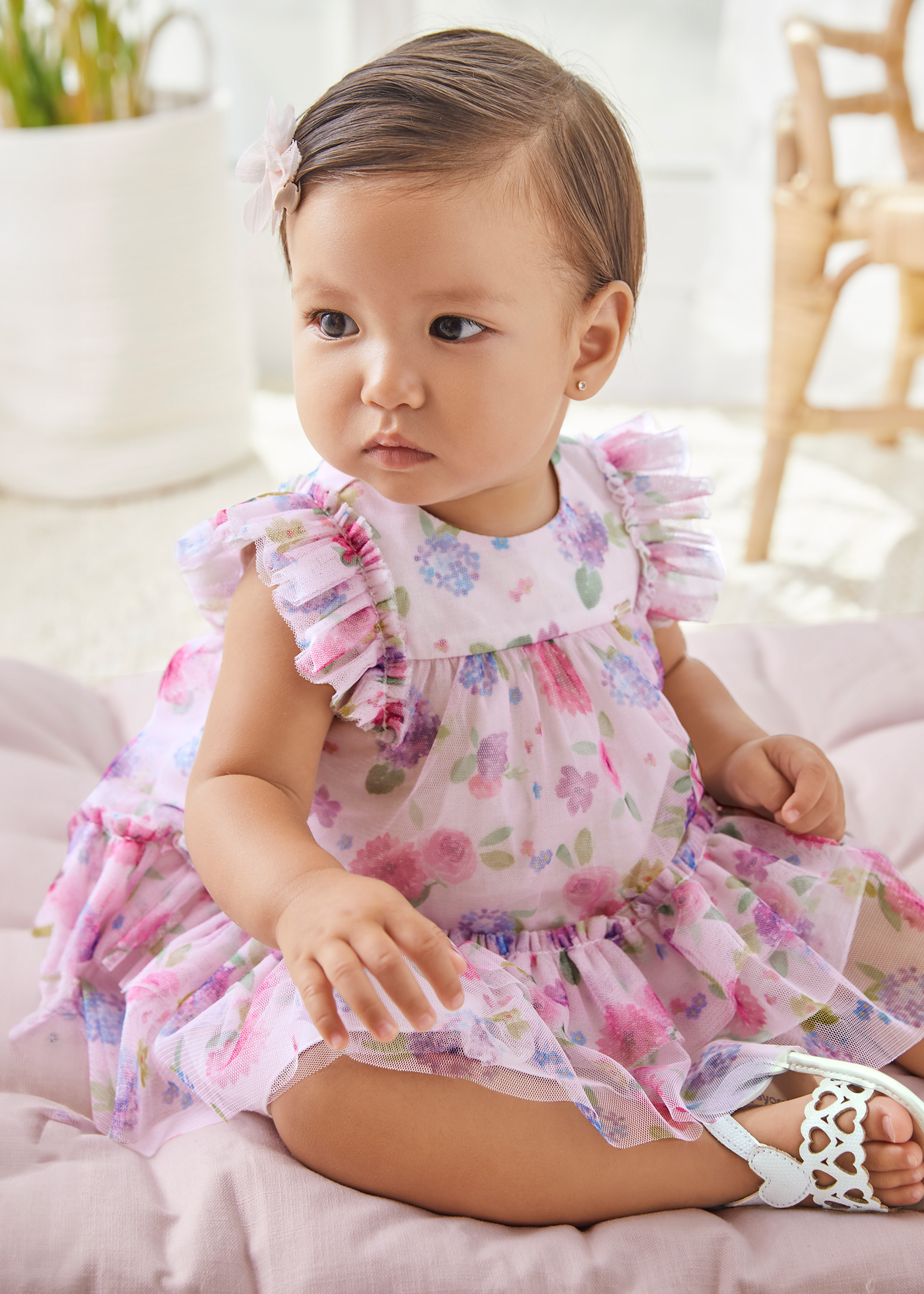Vestido de tule com estampa de canção de ninar para recém-nascidos