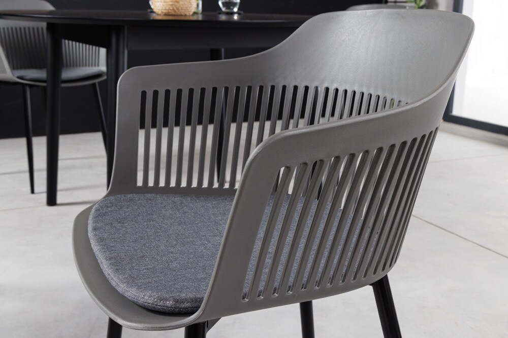 riess-ambiente Stuhl AIRE - grau Kunststoff Stahlgestell Indoor Outdoor inkl. Kissen