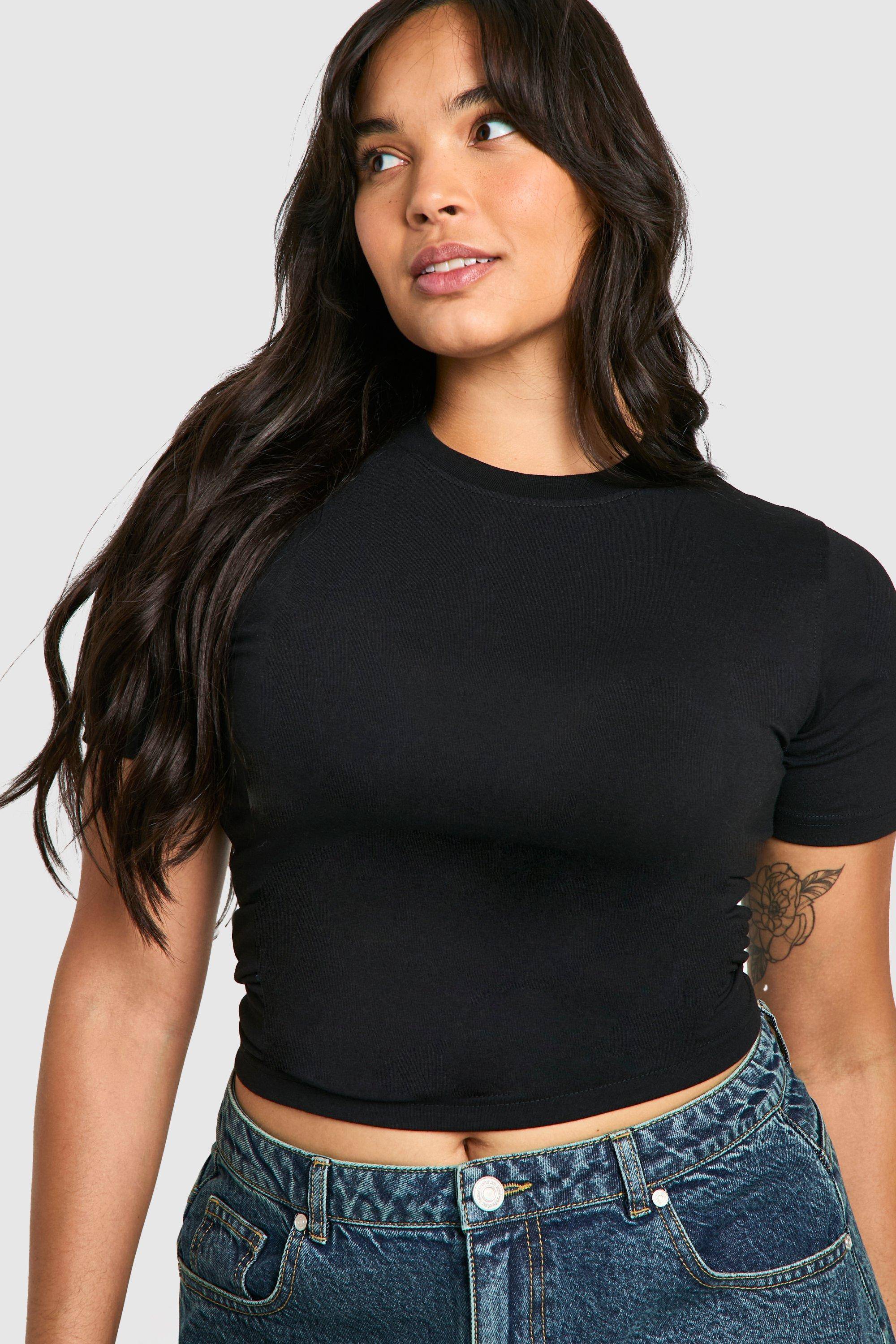 boohoo Boohoo Basics Plus T-shirt ajusté en coton à col rond