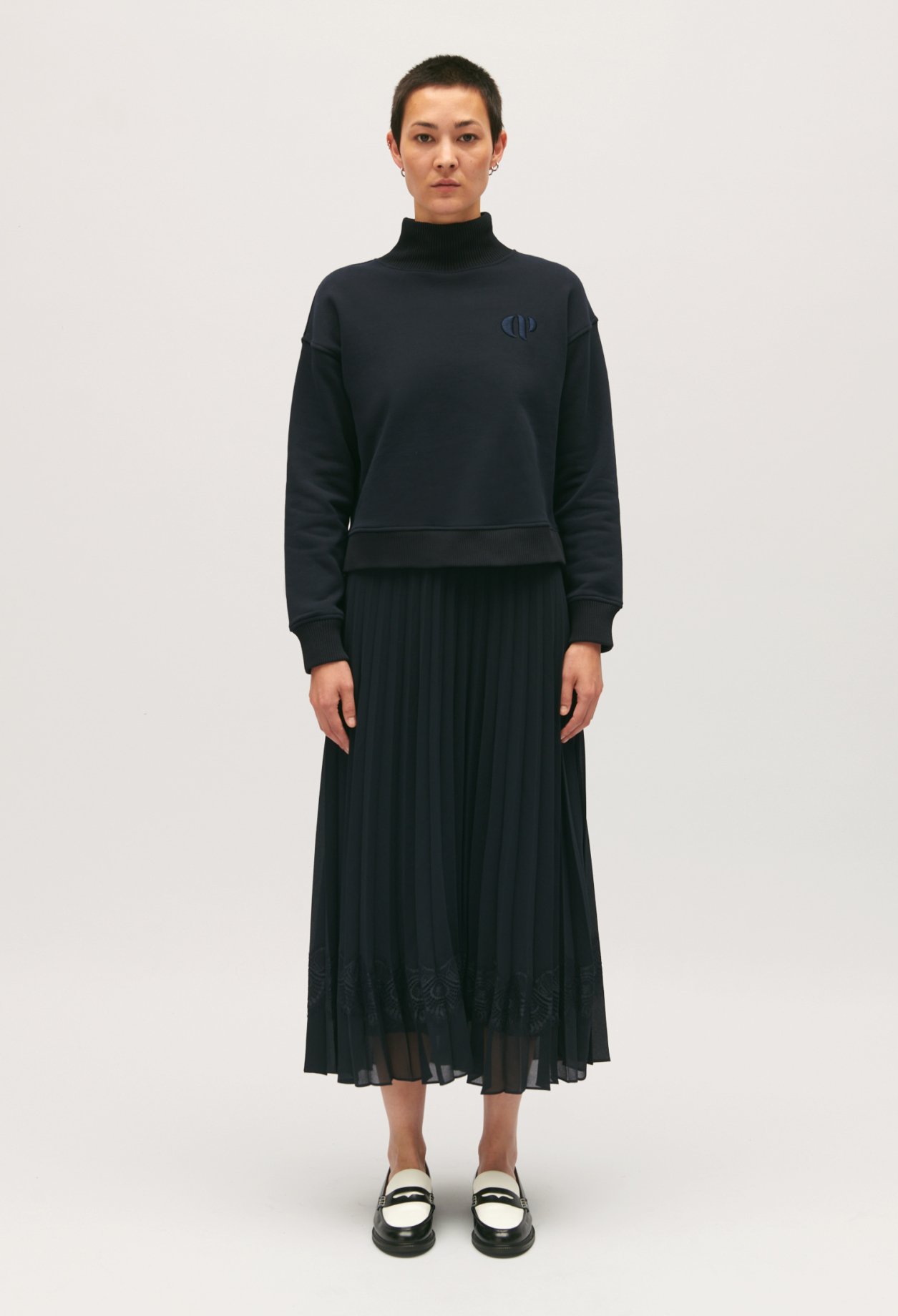 Robe Teli midi trompe l'&oelig;il bleu marine