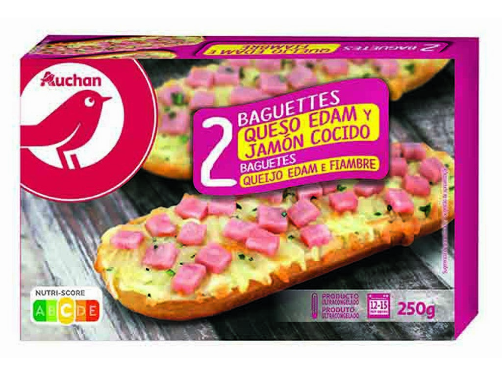 BAGUETES AUCHAN QUEIJO FIAMBRE 250G (2X125G)
