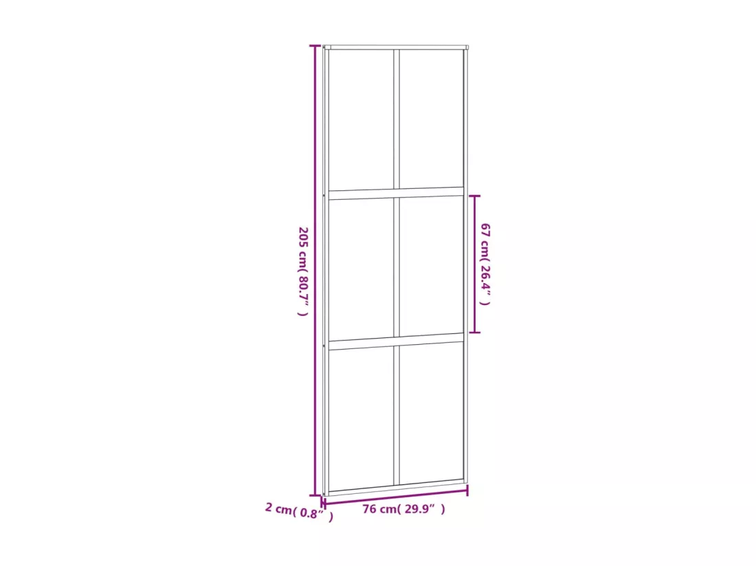 Porte coulissante blanc 76x205 cm verre trempé aluminium