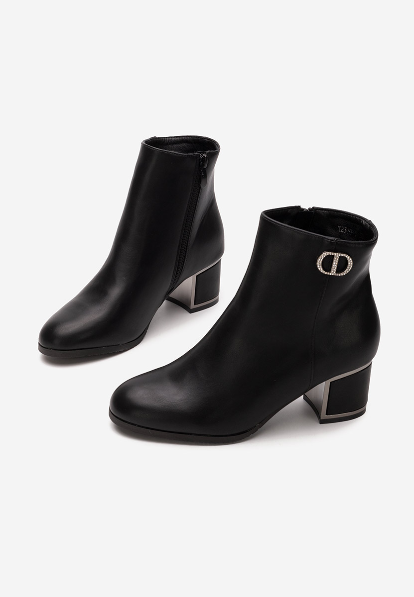 Bottines à gros talon noires Delmy