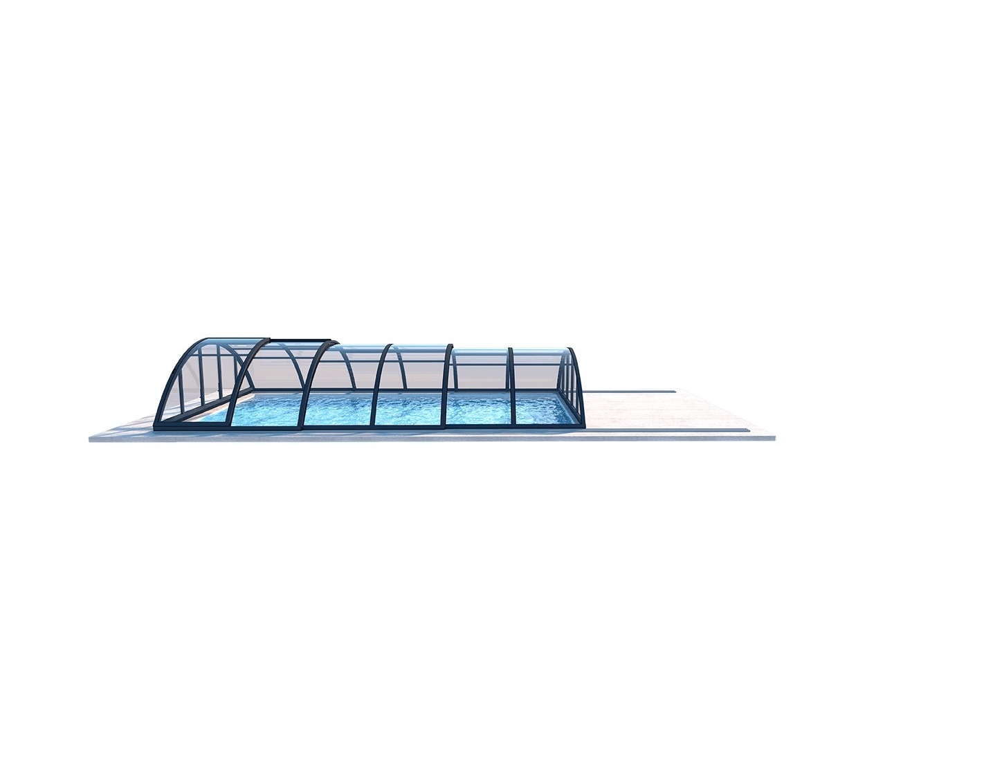 Abri de piscine orbit - 6,47x3,50 m - polycarbonate massif 3 mm - couleur ral7016 graphite