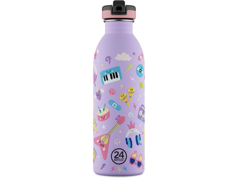 24Bottles Trinkflasche Music Friends, 500 ml, Lila Trinkflasche aus rostfreiem Edelstahl