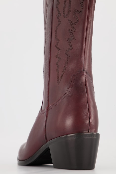 Leder-Cowboystiefel, 3 XL-Schaft, Stickerei, Weite H