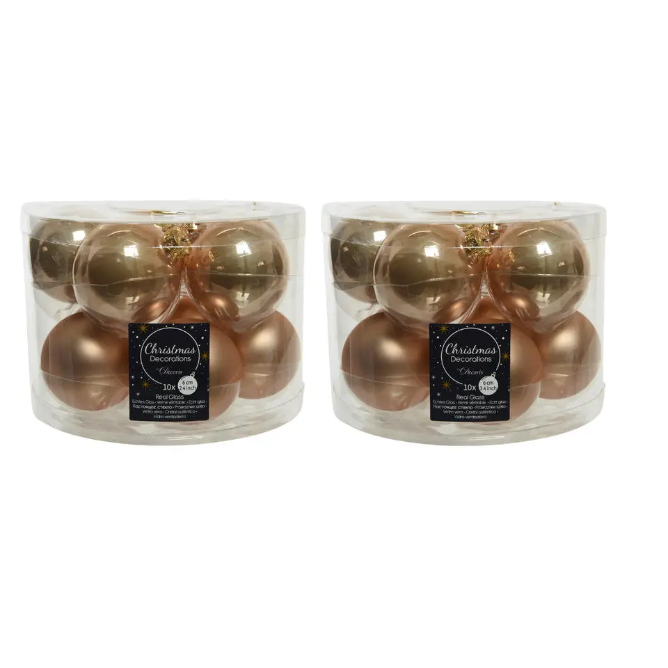 Decoris Kerstballen - 10 stuks - glas - toffee bruin - 6 cm