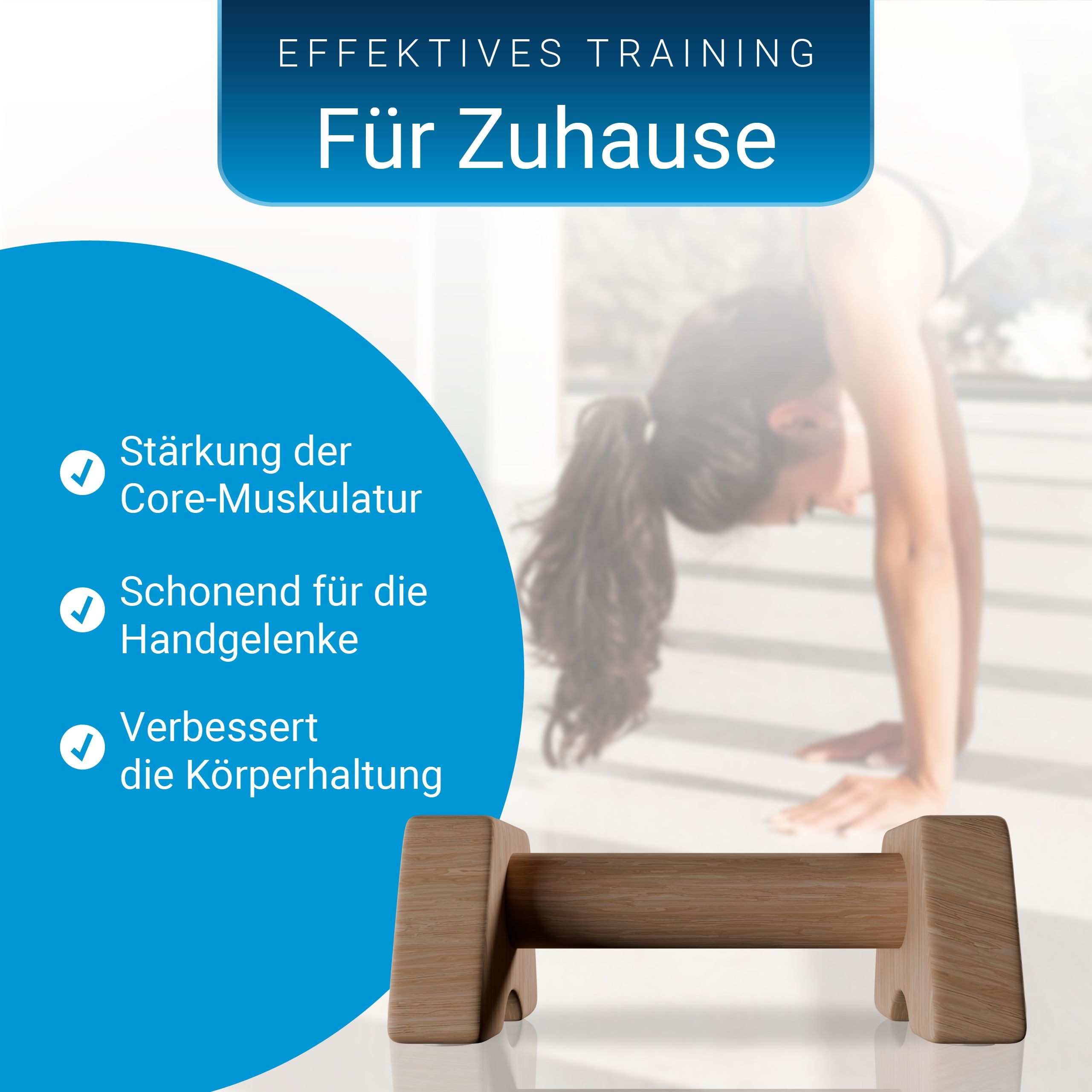 ArtSport Liegestützgriffe aus Holz M - Calisthenics, Parallettes, Liegestütz Barren, Indoor, Outdoor