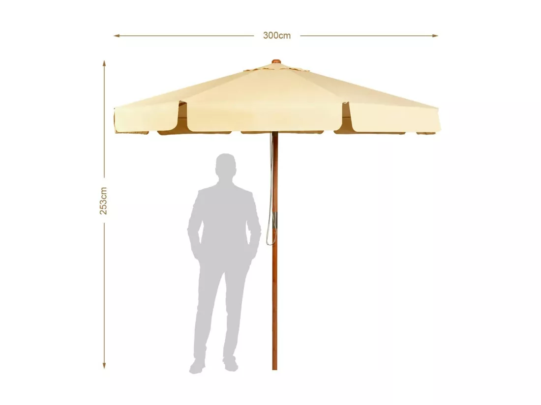 Parasol Inclinable Ø300CM avec Manivelle Anti-UV,Protection Solaire Toile Polyester Imperméable pour Jardin,Terrasse, Balcon