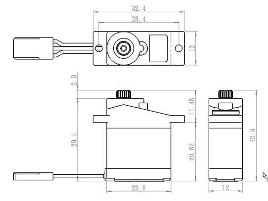 Savöx Micro Servo SH-0255MG  3.9 kg, 0.13 s, Digital Micro Digitalservo mit Softstart und Metallgetriebe