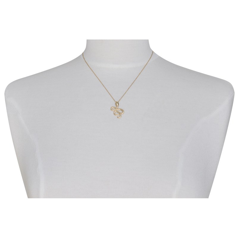 Pendentif Plaqué Or Serpent aux Yeux Verts