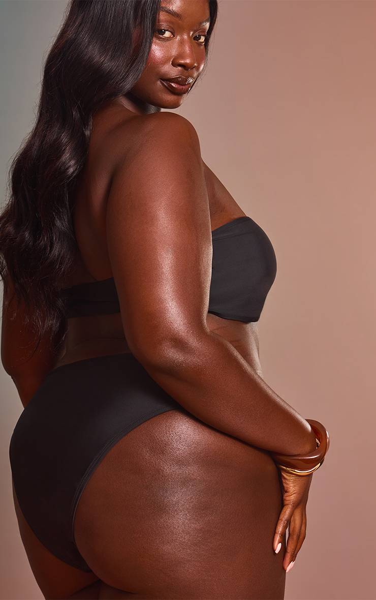 Noir Bas De Bikini Grande Taille Mix & Match Taille Haute Coupe Échancrée