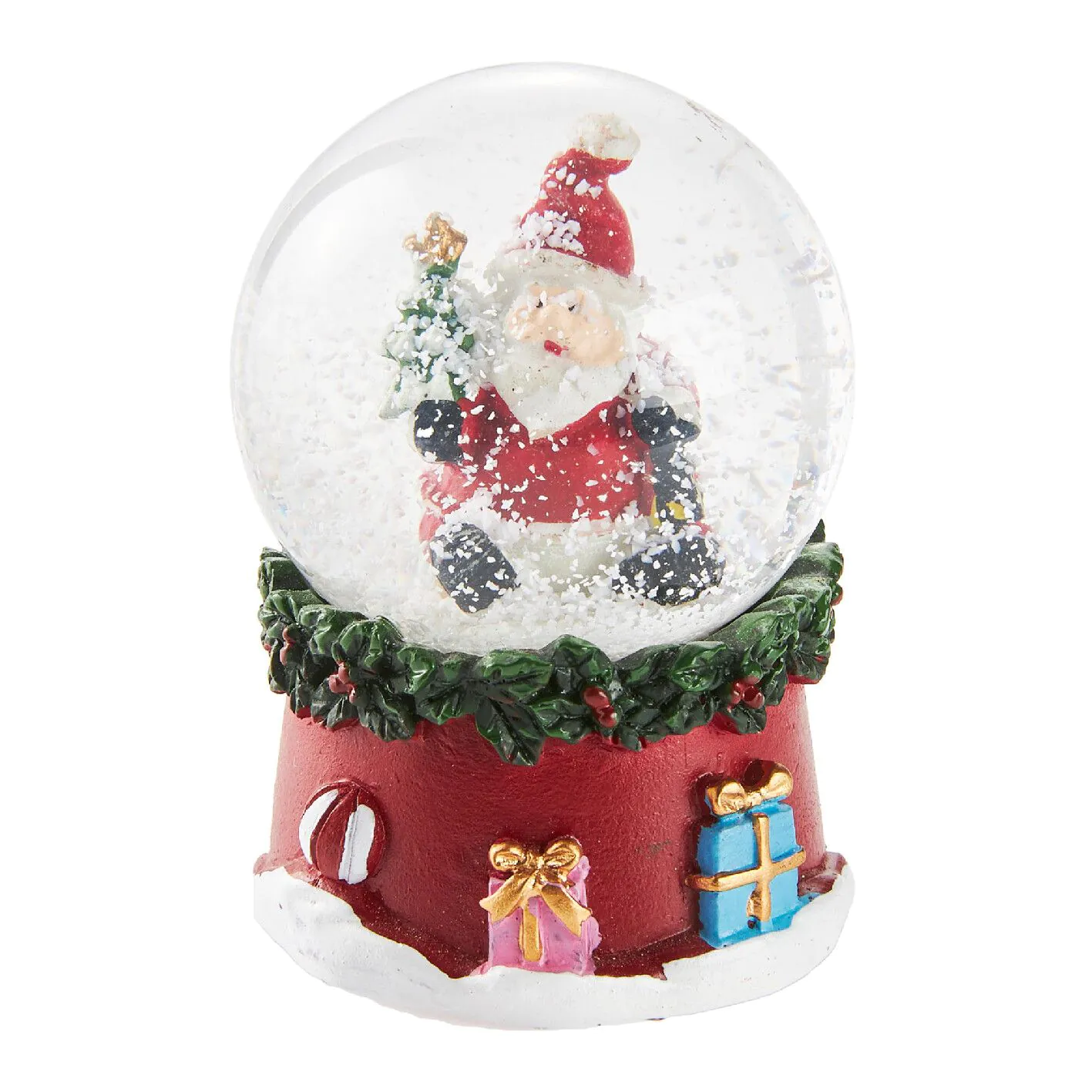 Schneekugel Weihnachten, Nikolaus/Zapfen, 4.5 x 6 cm