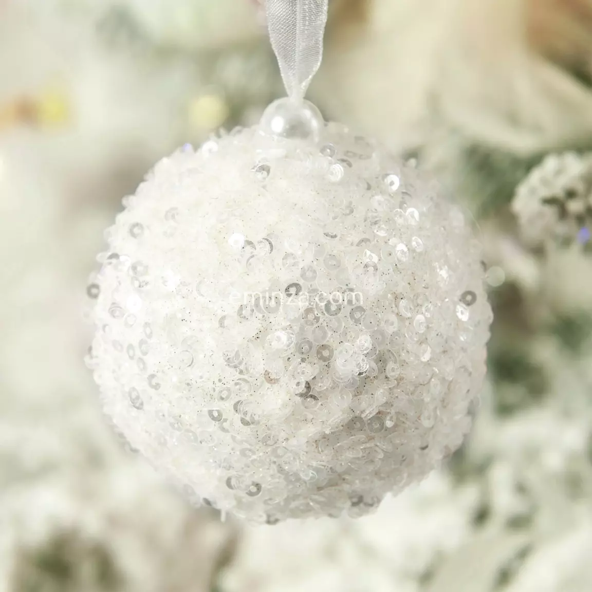 Lot de 12 boules de Noël (D80 mm) Fun Blanc