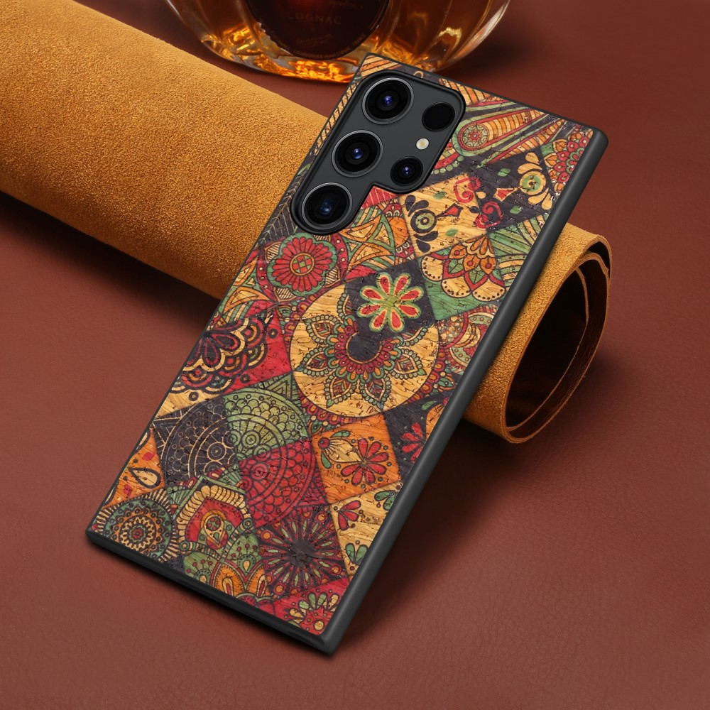 Samsung Galaxy S24 Ultra Hybrid Leder Hardcase Hülle im Vintage Mandala Look - Style 3
