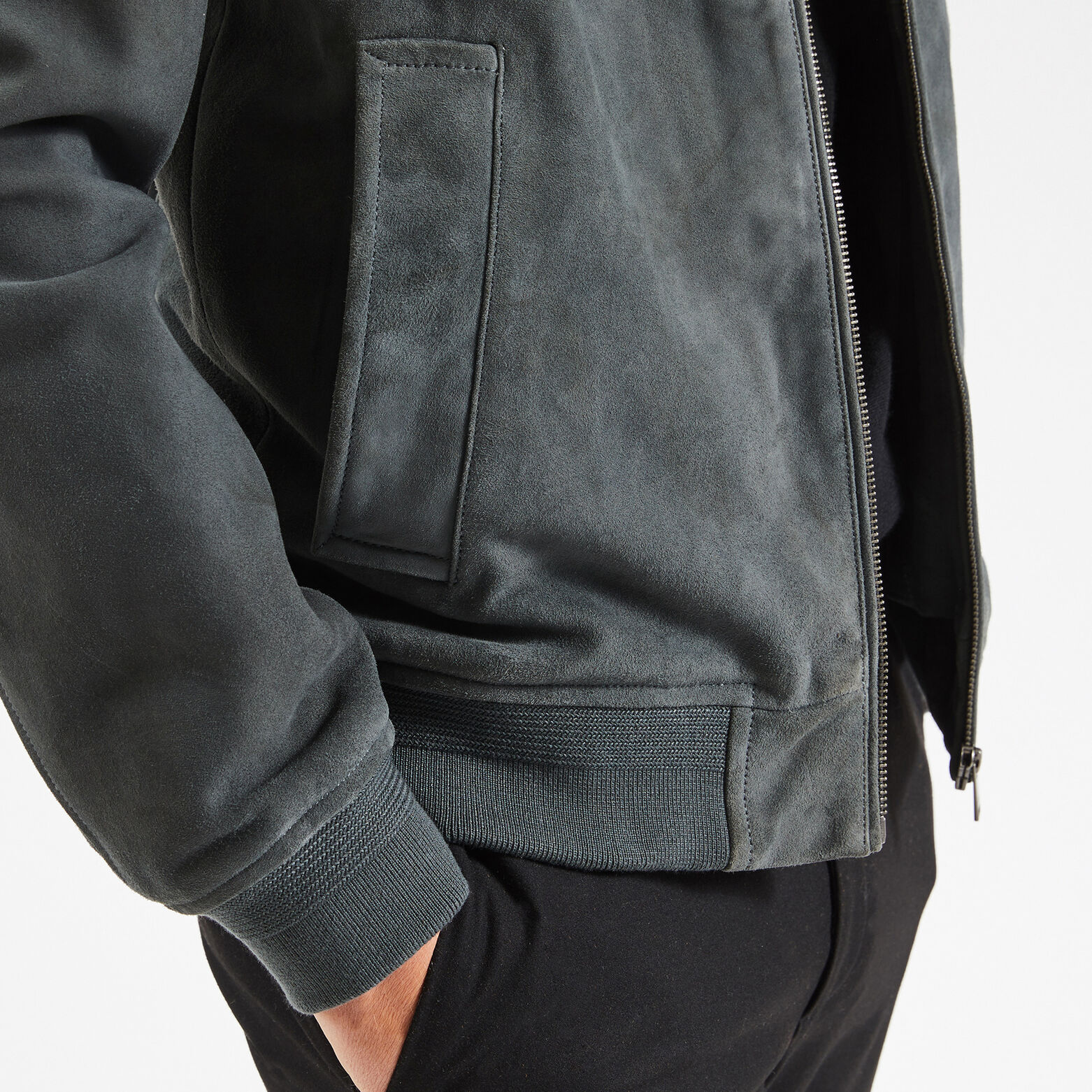 Blouson en cuir Gris foncé