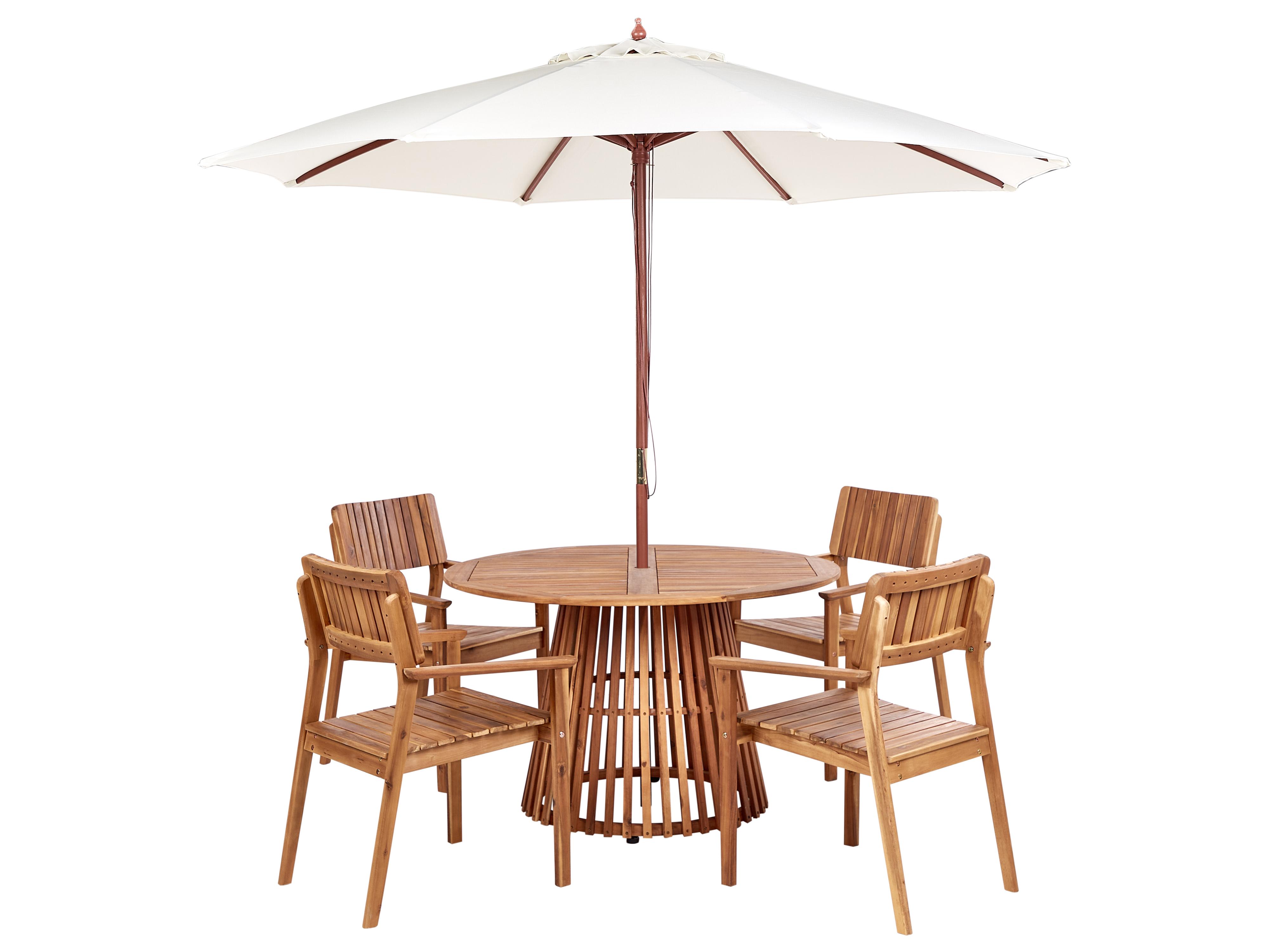 Tuinset 4-zits AGELLO met parasol (12 opties) Acaciahout Bruin