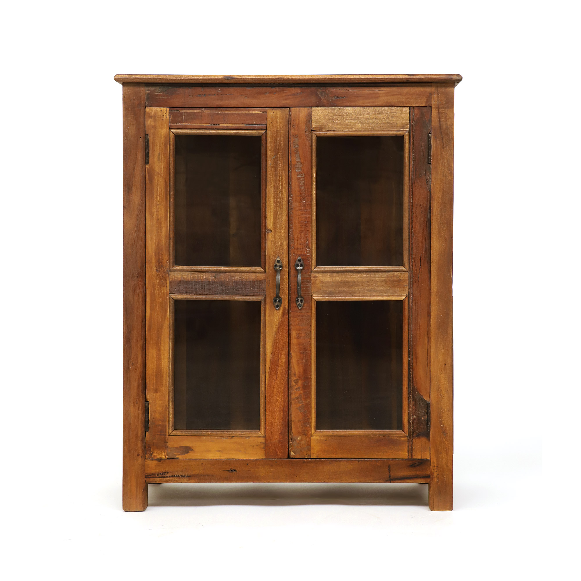 Vitrinenschrank 'Mal', aus recyceltem Holz, H 100 cm, B 79 cm, L 42 cm von fischer's lagerhaus