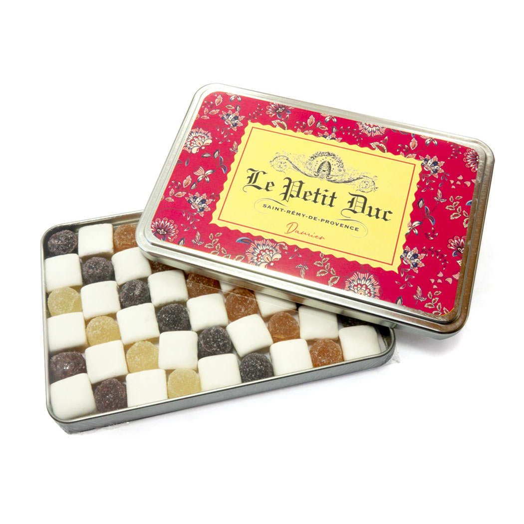 Damier de calissons et pâtes de fruits