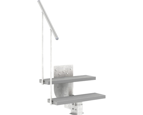Pertura Petros buitentrap met leuning, 2 stootborden, Trimax, 80 cm, grijs
