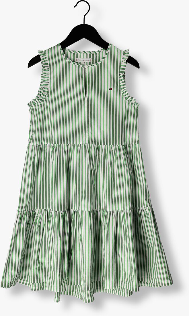 TOMMY HILFIGER groene tommy hilfiger midi jurk striped ruffle dress slvss