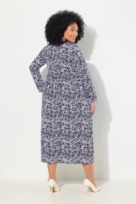 Jerseykleid, A-Linie, V-Ausschnitt, Langarm, Taschen