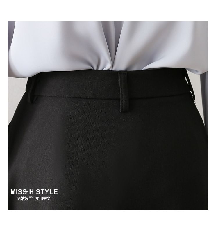 Cossita - Hoge taille effen midi geplooide rok