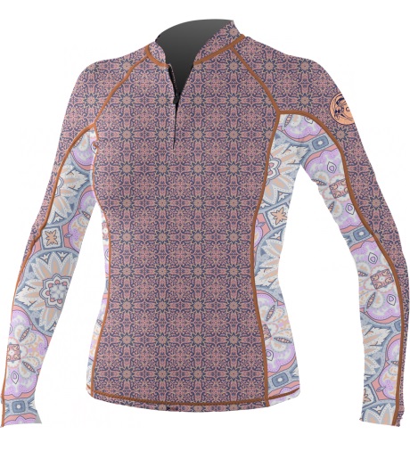 O'Neill UV Protection WMS Seaside L/S ZIP Crew Ltaqua/wht