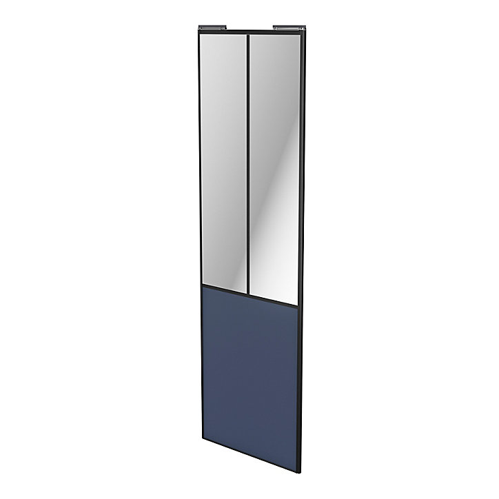 Porte de placard coulissante atelier bleu profil noir GoodHome Arius H. 248,5 x L. 76.2 cm + amortisseurs
