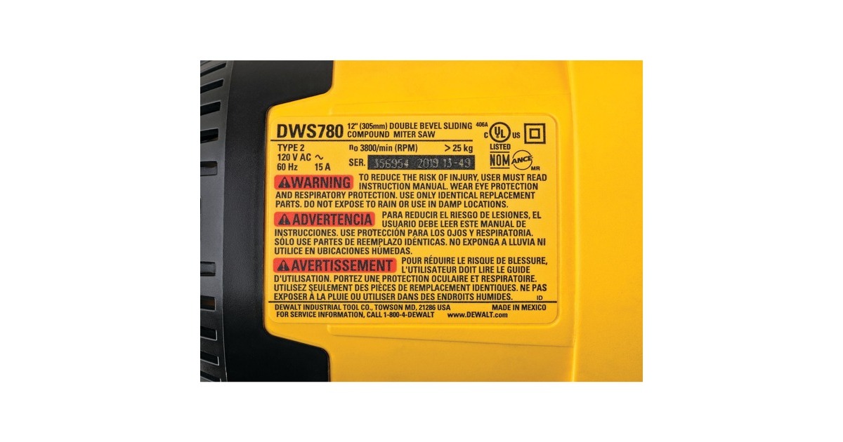 DEWALTPaneelzaag DWS 780 afkort- en verstekzaag  (Geel, 1.675 Watt)