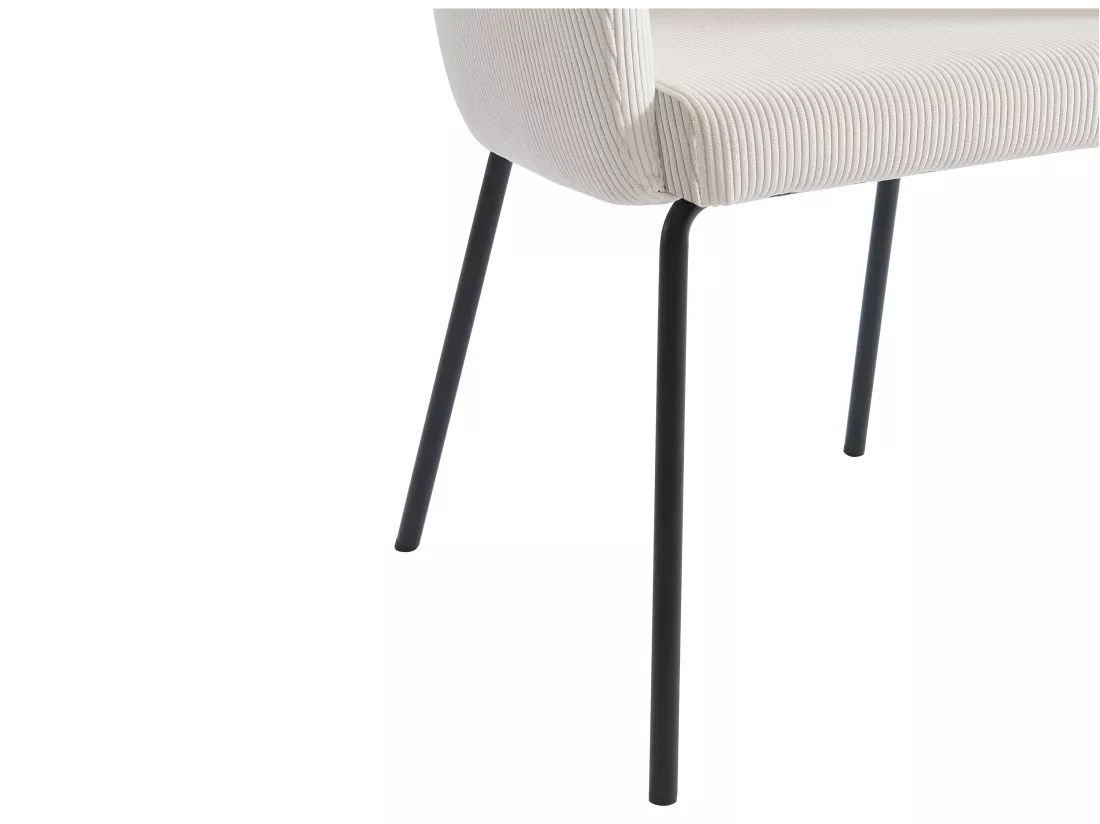 Lot de 2 chaises avec accoudoirs en velours côtelé et métal - Crème - MORONI de Pascal MORABITO