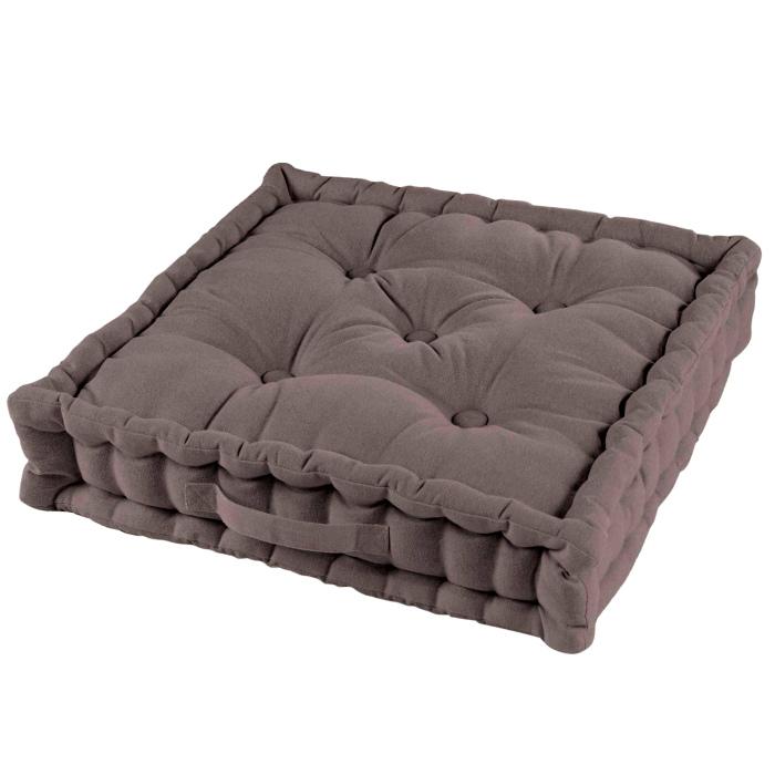 COUSSIN SOL 45X45X10CM COTON UNI PACIFIQUE TAUPE