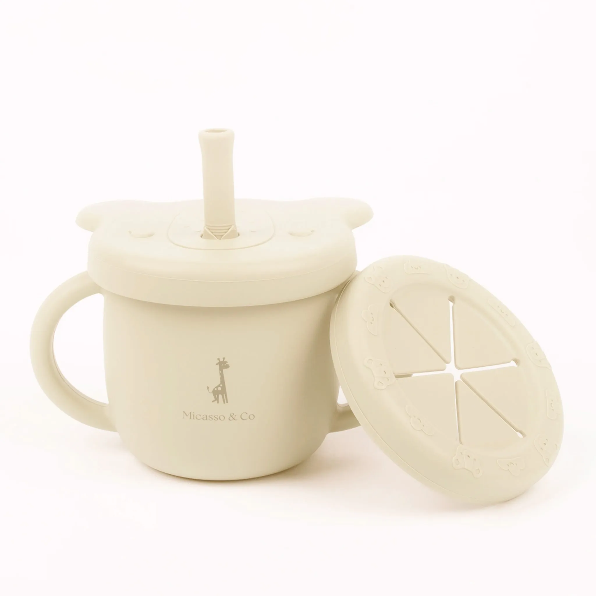 Micasso & co Tasse d'apprentissage 2-en-1 pour collation et liquide - Crème