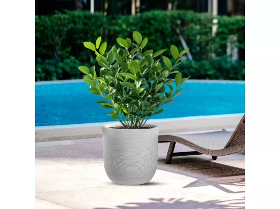 Vase en résine intérieur extérieur pour plantes cylindriques design d.35x34h Raffaello Bianco